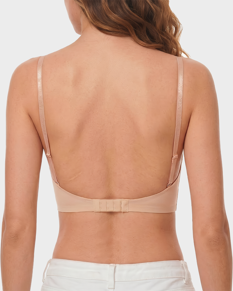 Seamless Invisible Low Back Lightly Lined Demi Backless Bra