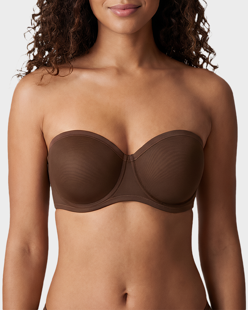 Strapless Mesh Underwire Balconette Bra