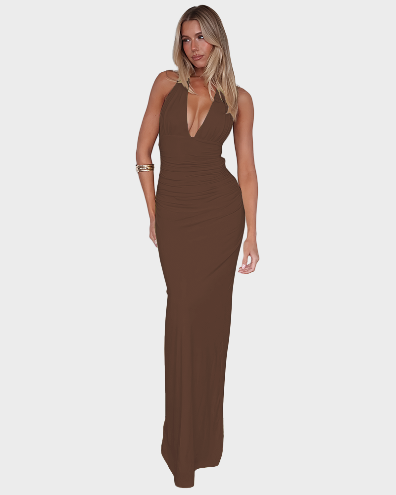 Solid Backless Halter Mini Dress Sexy Party Summer Club Dress