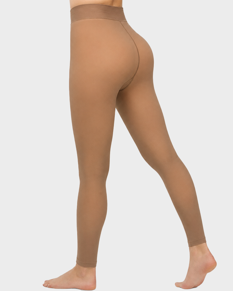 Women's Fleece Lined Fake Sheer Tights Warm High Stretch Winter Leggings