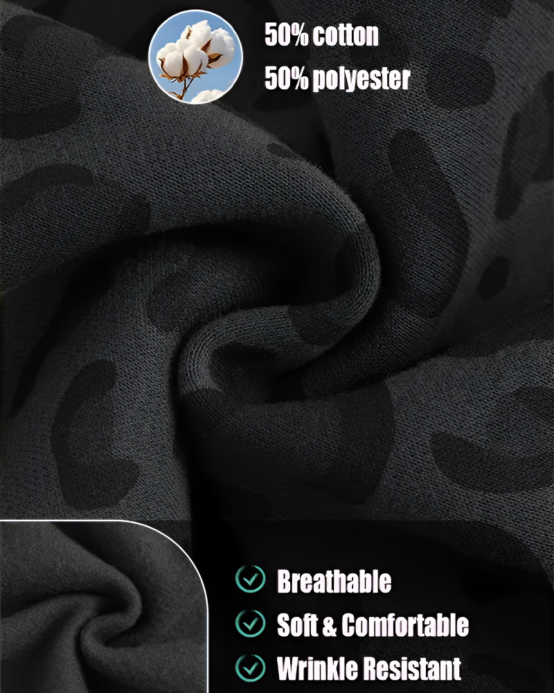 Leopard Print Casual Sweatpants Side Pockets
