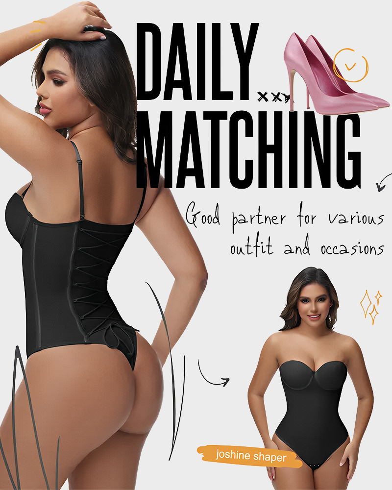 Large Cup Strapless Back Tie Sleeveless Pleated Stretch Corset Bodysuit