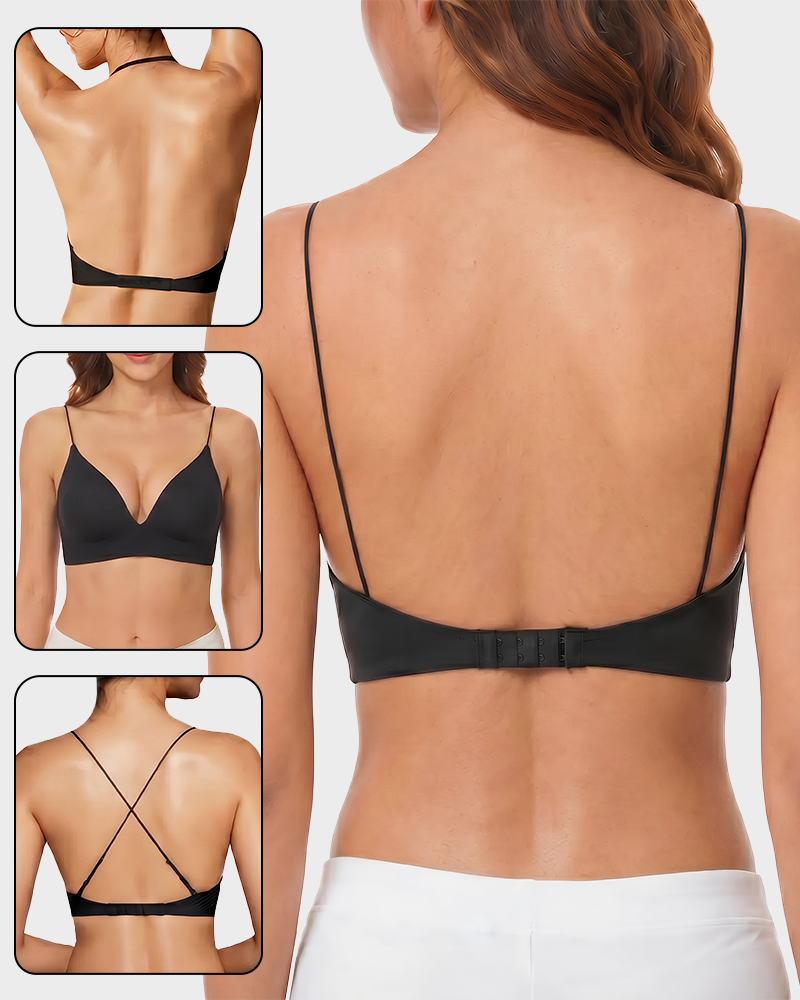 Seamless Invisible Low Back Lightly Lined Demi Backless Bra