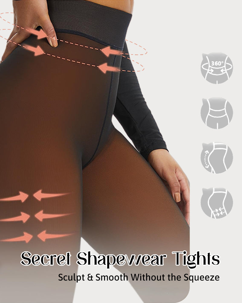 Translucent Fleece Lined Tights For All Skin Tone（One-Seam）