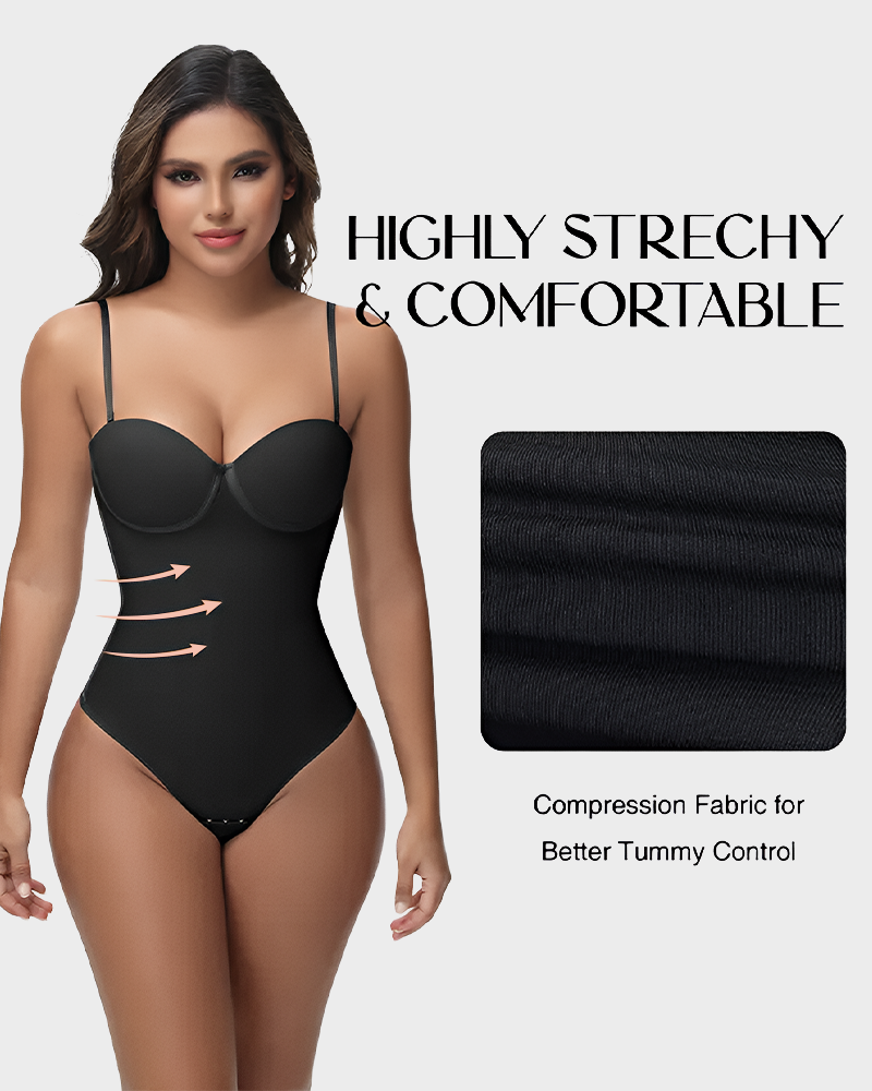 Large Cup Strapless Back Tie Sleeveless Pleated Stretch Corset Bodysuit