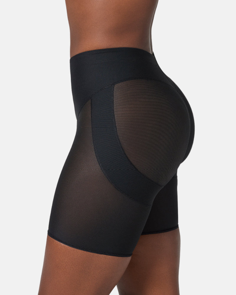Firm Compression Butt Lifter Shorts Ruched Center Seam Shapewear