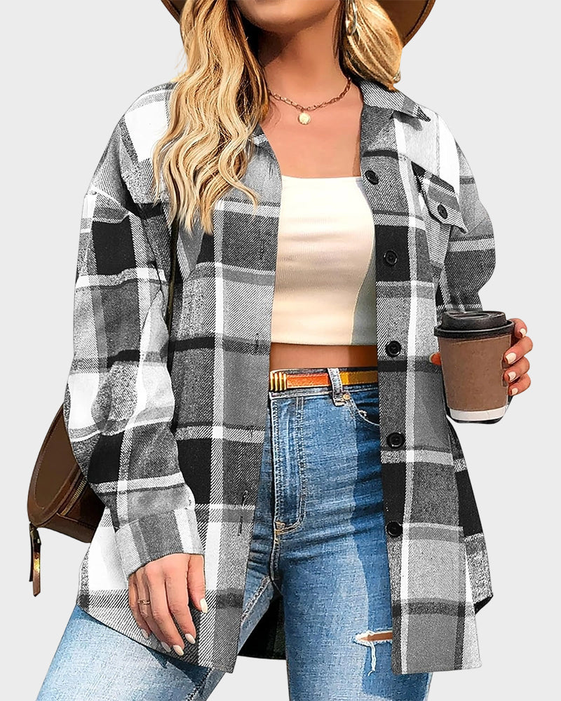 Plus Size Oversized Shacket in Cozy Flannel