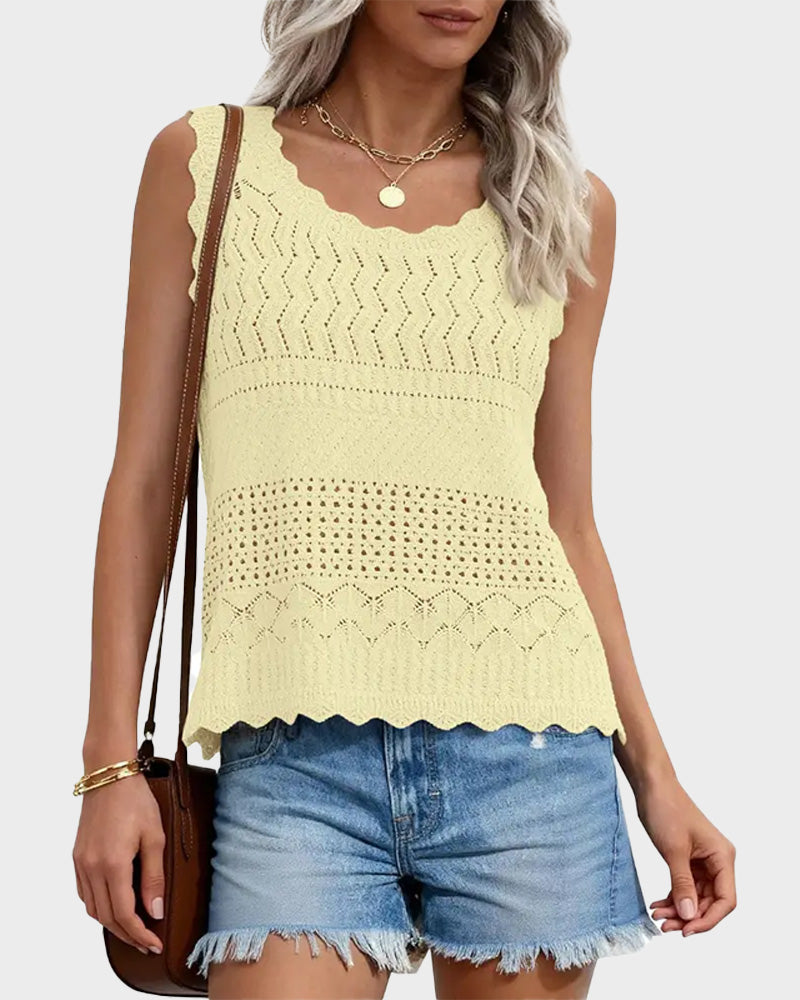 Women's Crochet Tank Top Sleeveless Knit Sweater Vest