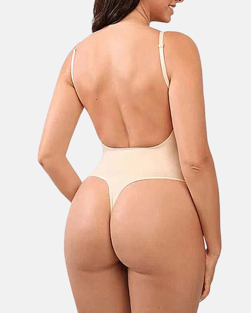Seamless Thong V Neck Breathable Sculpting Bodysuit