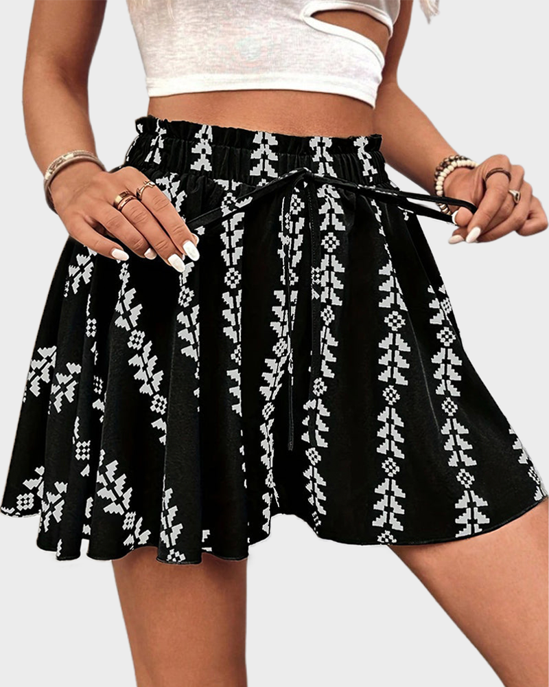Women's Bohemian Print High-Waist Shorts