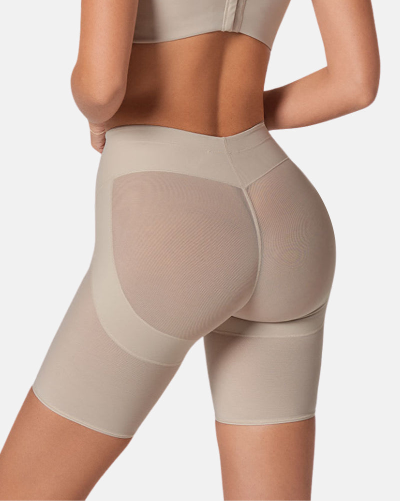 Firm Compression Butt Lifter Shorts Ruched Center Seam Shapewear