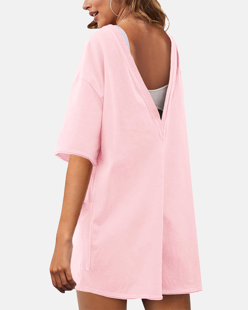 Women's Casual Short Sleeve Oversized Athletic Reversible Romper