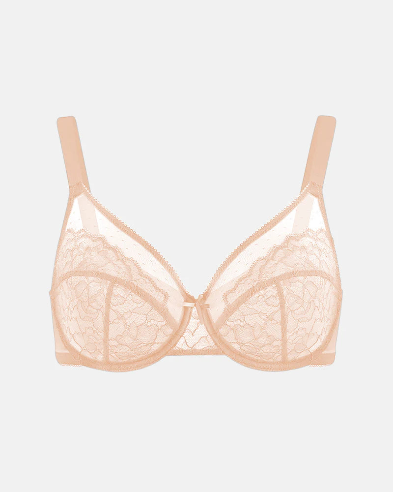 Full Coverage Lace Minimizer Bra - Petal-Beige