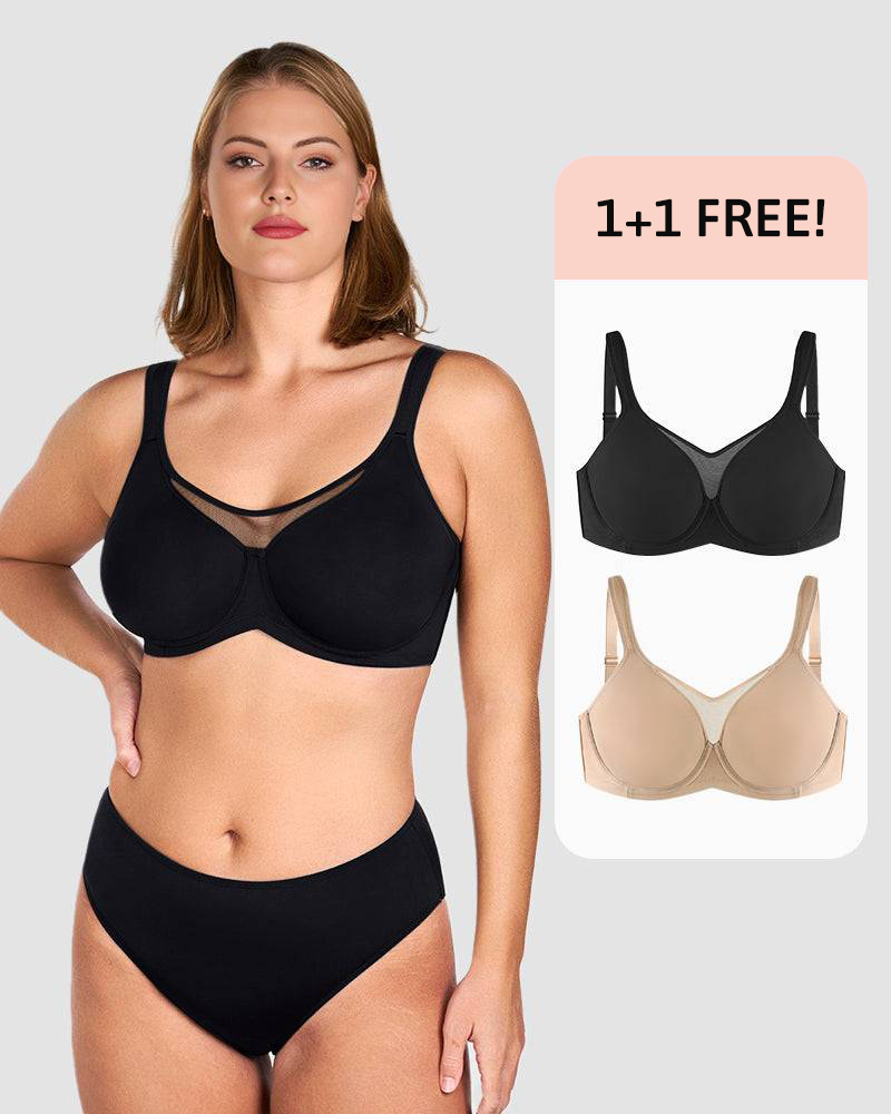 Mesh Unlined Full Coverage Non-padded Cooling Minimizer Bra