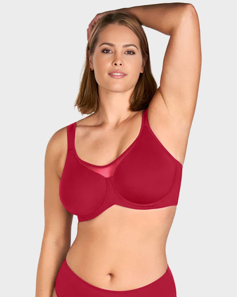 Mesh Unlined Full Coverage Non-padded Cooling Minimizer Bra