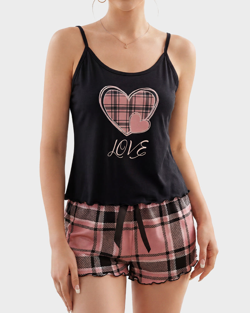 2 Piece Cartoon Summer Pajama Set Fitted Comfortable Home Wear