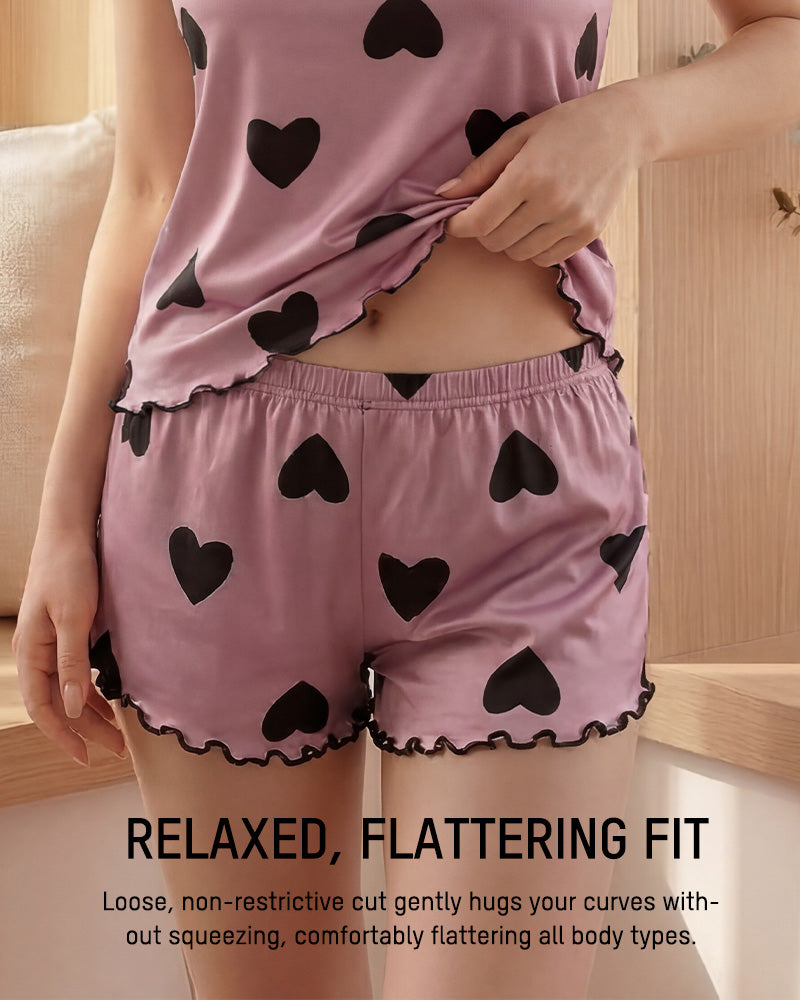 2 Piece Cartoon Summer Pajama Set Fitted Comfortable Home Wear
