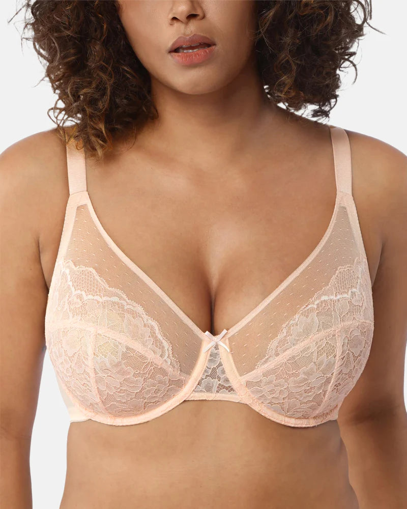 Full Coverage Lace Minimizer Bra - Petal-Beige