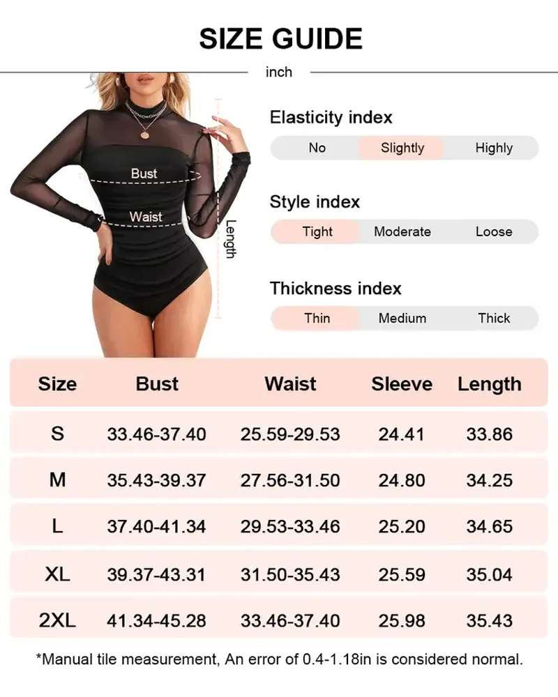 Women Long Sleeve Bodysuit Turtle Neck Shapewear