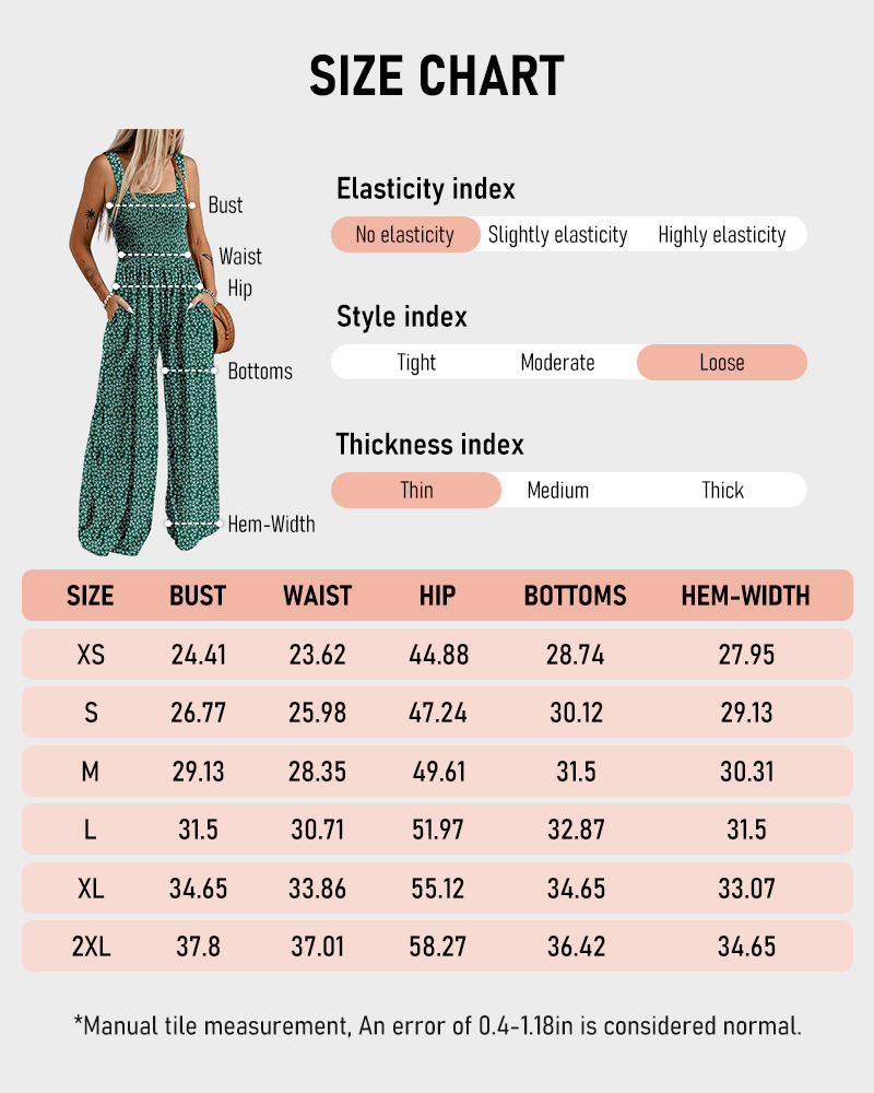 Bohemian Loose Sleeveless Printed Wide Leg Jumpsuit with Pockets Casual Romper