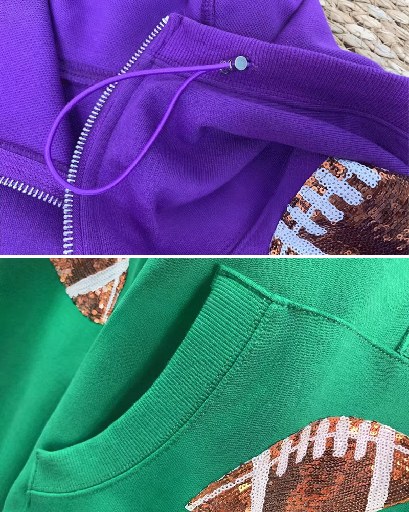 ‘Glam Kickoff’ Long Sleeve Zip Hoodie