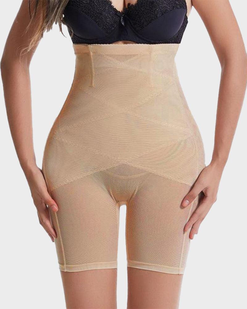 Mesh High Waist Cross Compression Shapewear Shorts