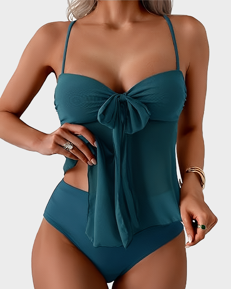 Tummy Control Flowy Mesh 2-Piece Bathing Suit