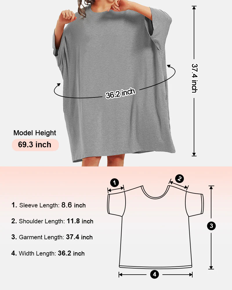 Soft Bamboo Sleepshirt with Pocket Plus Size S-5XL