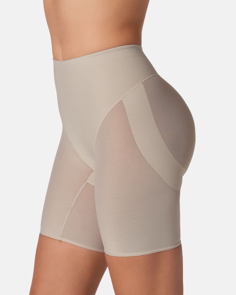 Firm Compression Butt Lifter Shorts Ruched Center Seam Shapewear