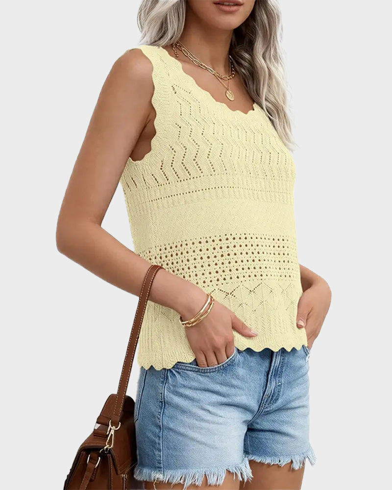 Women's Crochet Tank Top Sleeveless Knit Sweater Vest