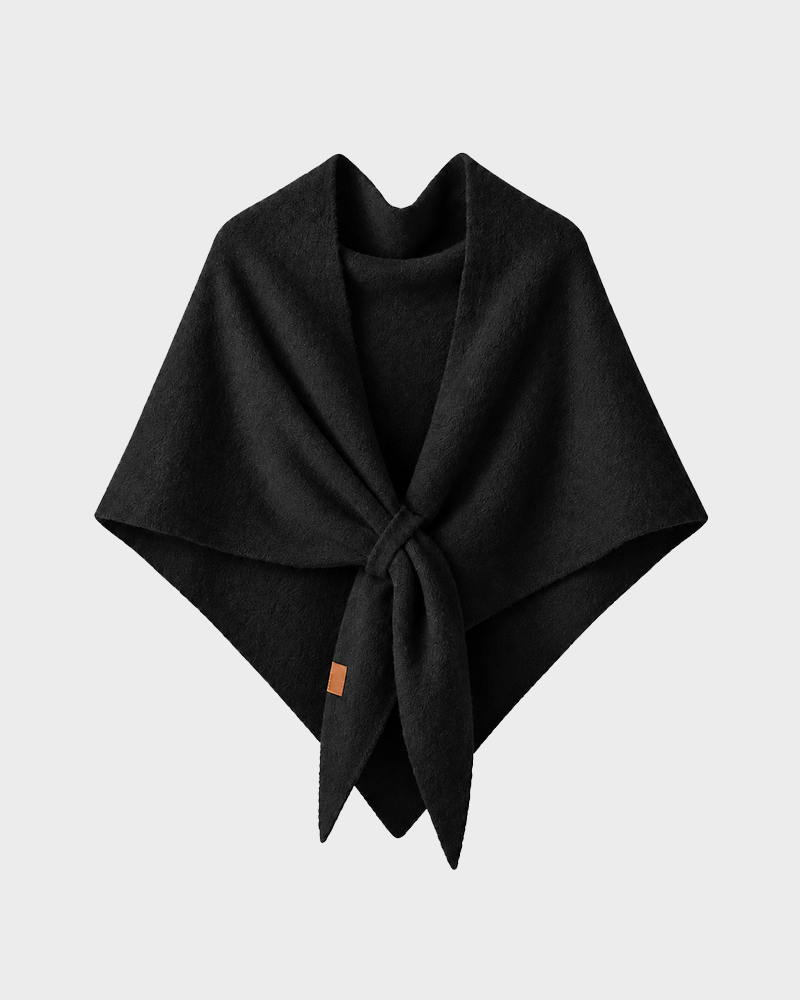 Soft Knitted Wrap Shawl Thick Warm Knotted Detail Cover-Up