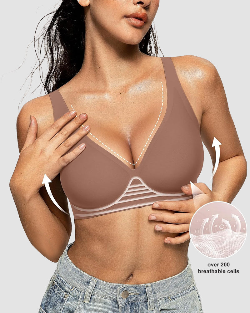 Seamless Deep V Push-Up Wireless Bra