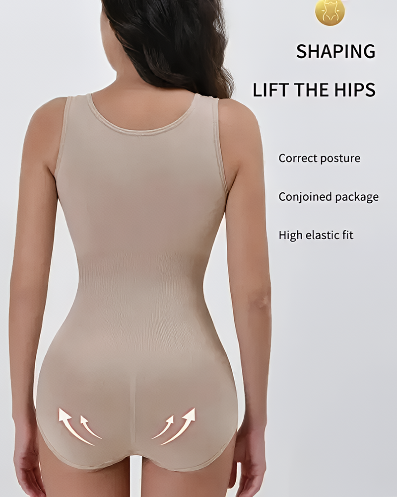 Zipper Bodysuit with Integrated Belt Tummy Control Shapewear for Daily & Posture