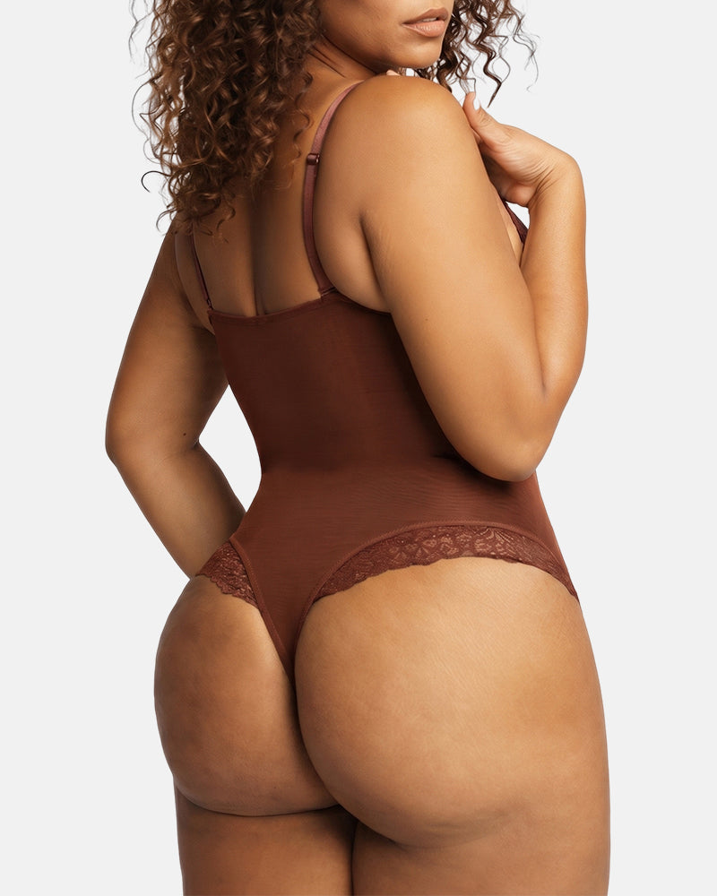 Lace Deep V Seamless Tummy Control Bodysuit