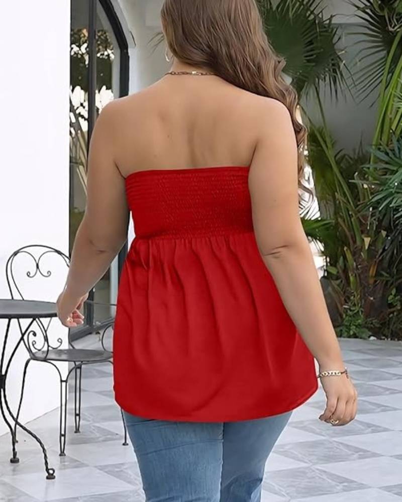 Plus Size Strapless Ruffle Hem Tube Top