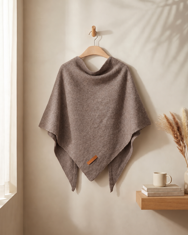 Soft Knitted Wrap Shawl Thick Warm Knotted Detail Cover-Up