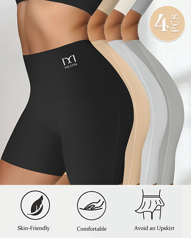 4PCS High Waist Shapewear Shorts for Women Solid Color Sculpting Panties