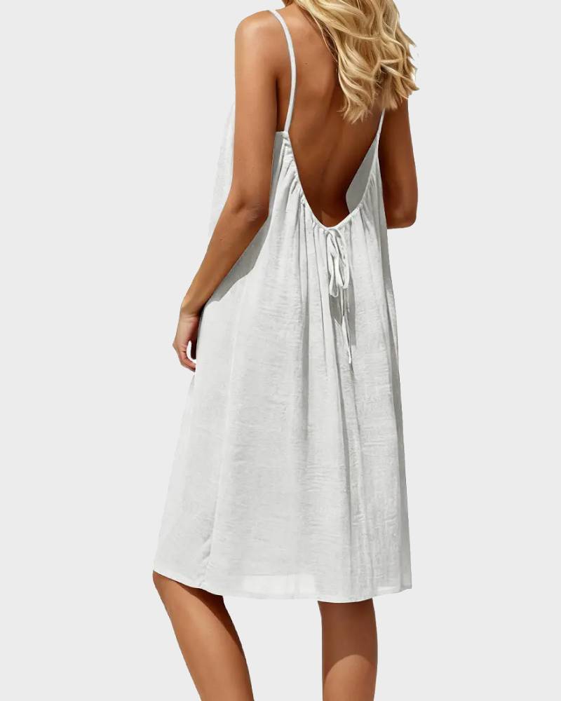 Women's Solid Cami Lounge Dress Sleeveless Knee Length Summer Sleepwear