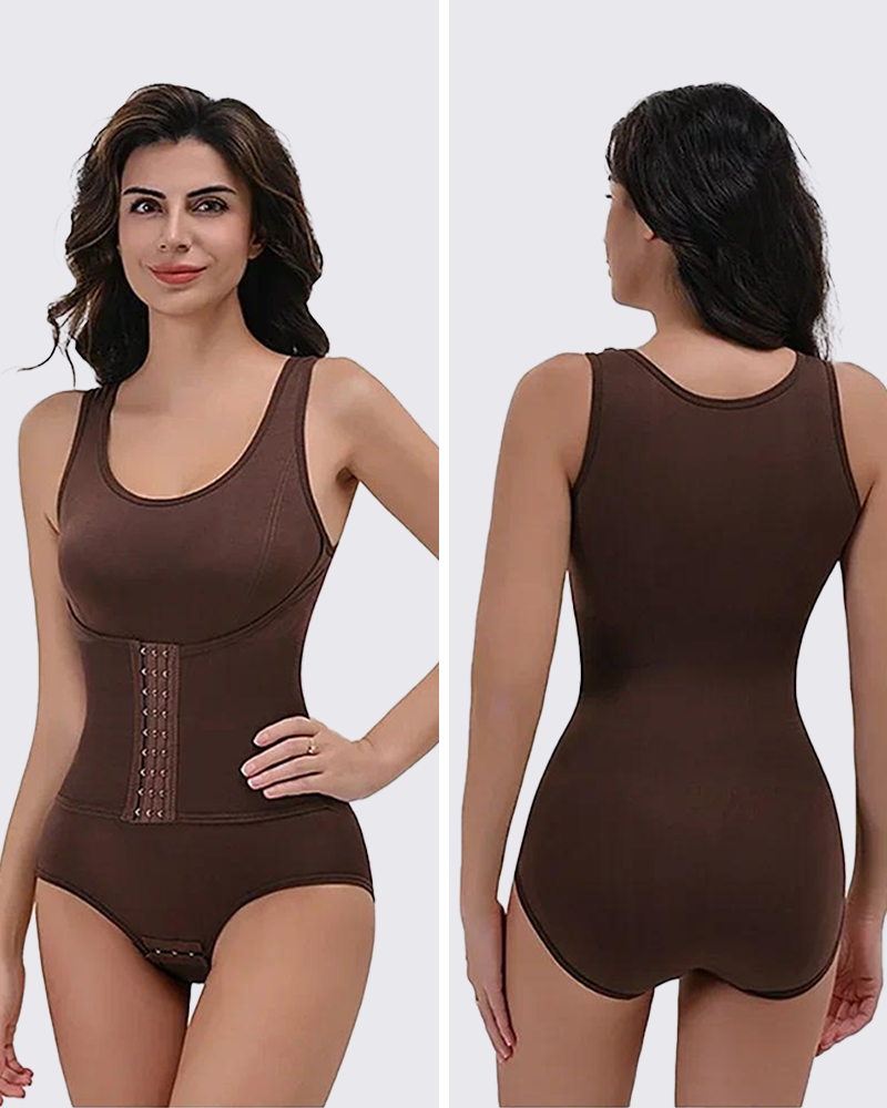 Zipper Bodysuit with Integrated Belt Tummy Control Shapewear for Daily & Posture
