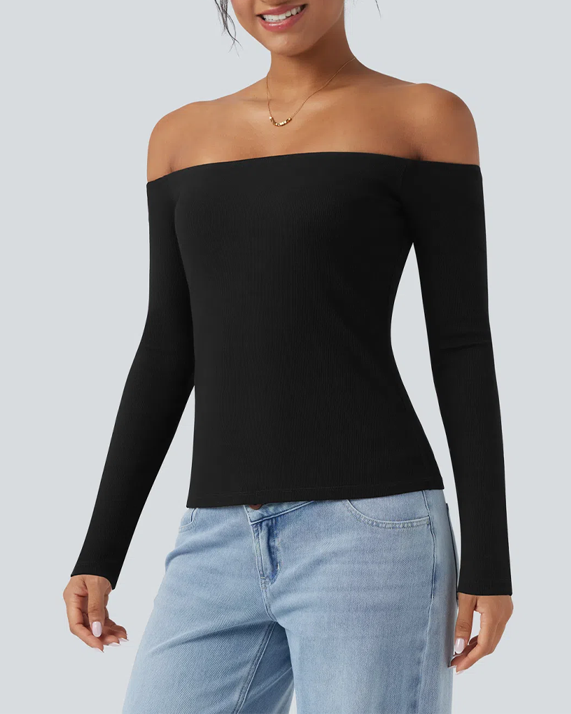 Built-in Bra Ribbed Knit Top