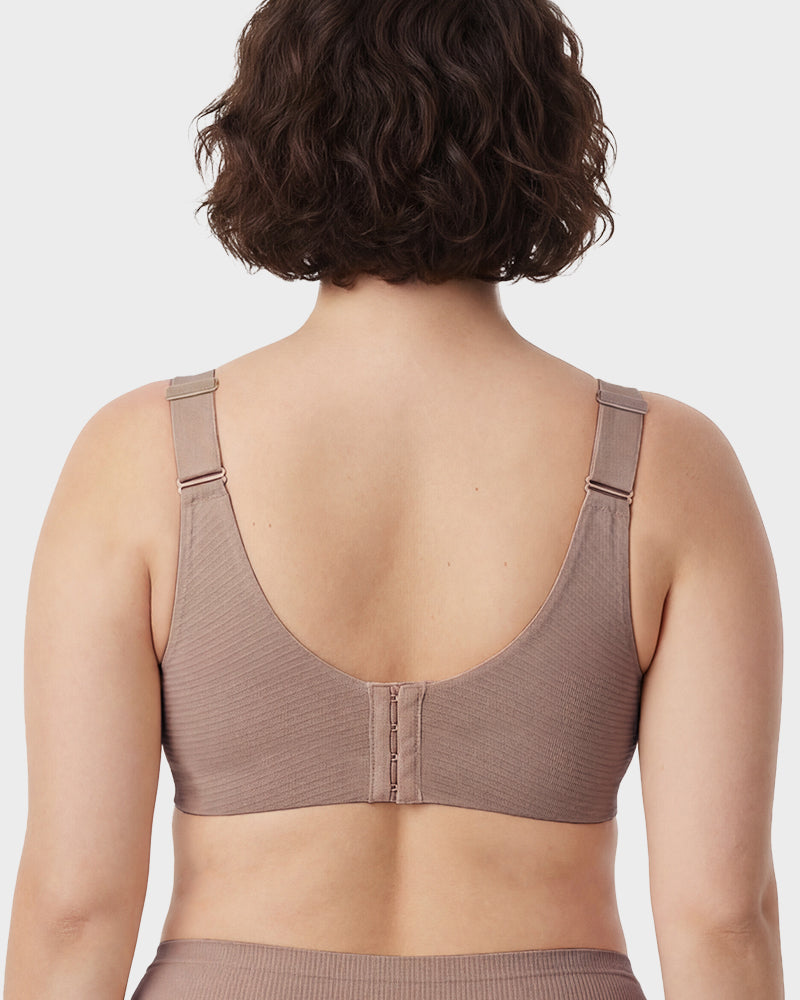 Women's Solid Ribbed Push Up Soft Breathable Wireless Bra