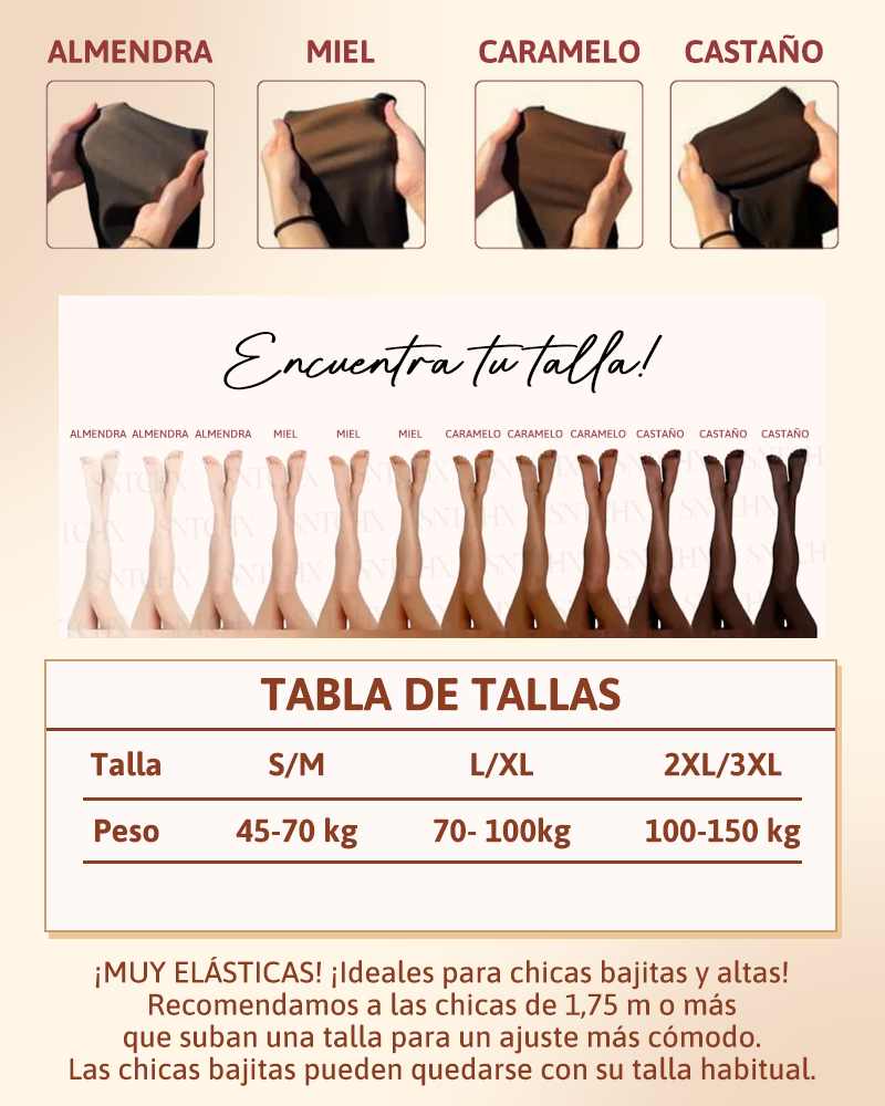 Medias Transparentes Forradas con Vellón para Todo Tipo de Piel (Una Costura)