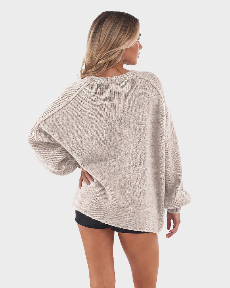 Lightweight Oversized Lantern Sleeve Sweater Open Front Knit Cardigan