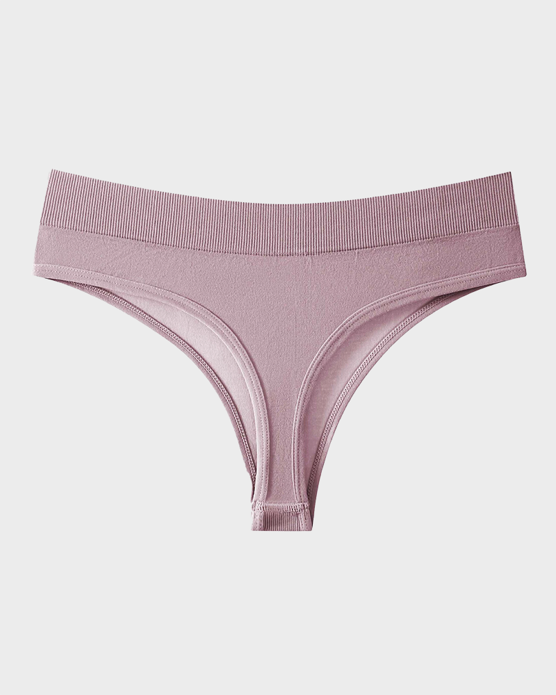 Solid Color Drop Waist Thong Seamless Sport Panties (9 pcs)