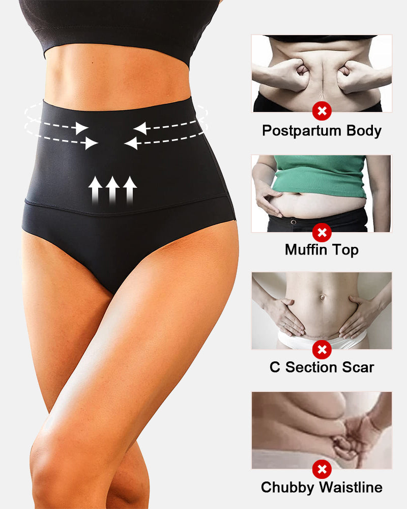 3-Pack High Waisted Thong Tummy Control Briefs