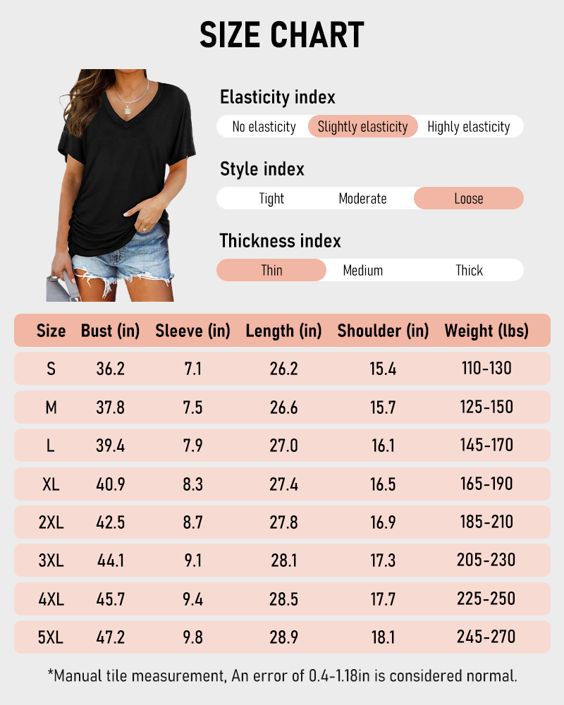 Soft V-Neck Dolman Loose Fit T-Shirt with Side Ruching