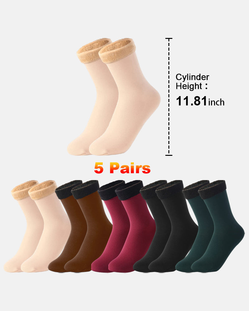 5 Pairs Thickened Fleece Lined Cold-Proof Warm Self-Heating Snow Socks