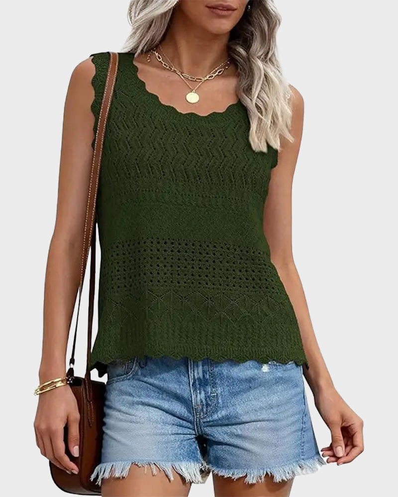 Women's Crochet Tank Top Sleeveless Knit Sweater Vest