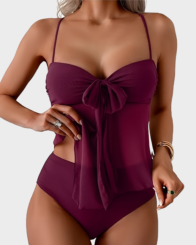 Tummy Control Flowy Mesh 2-Piece Bathing Suit