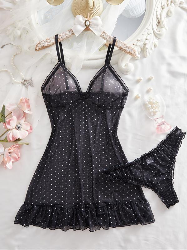 Women's Elegant Polka Dot Pajama Set